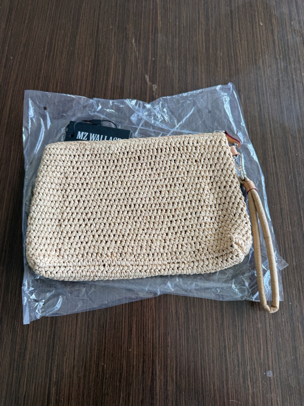 MZ Wallace Crochet/Camel Crochet Clutch Wristlet - Picture 5 of 9